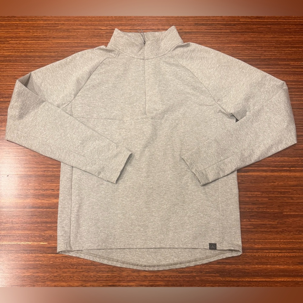 prAna Ice Flow Half Zip Stretch Jersey Men's Size large Heather Grey EUC